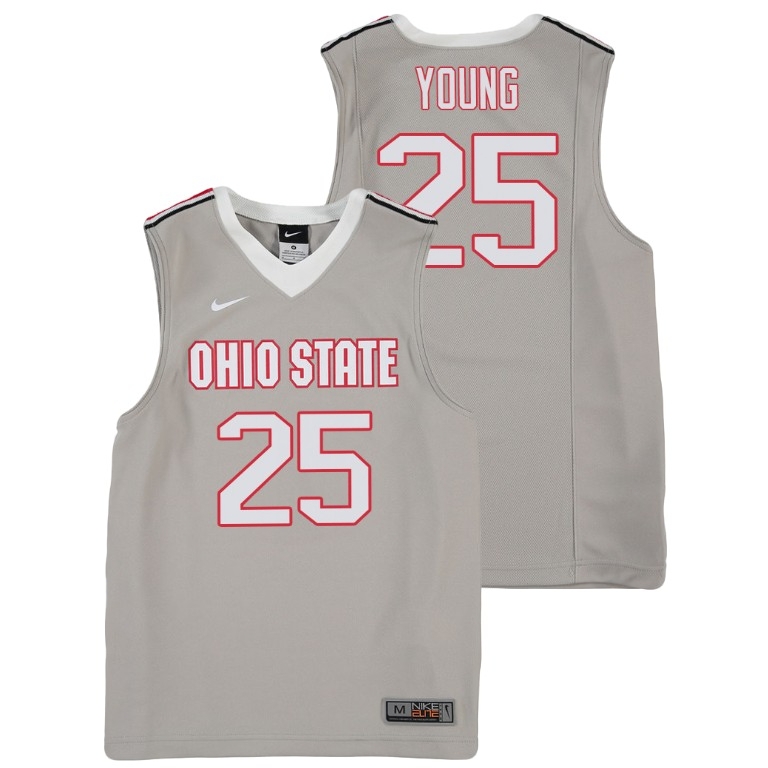 Ohio State Buckeyes Youth NCAA Kyle Young #25 Gray Replica College Basketball Jersey FFW5149JM